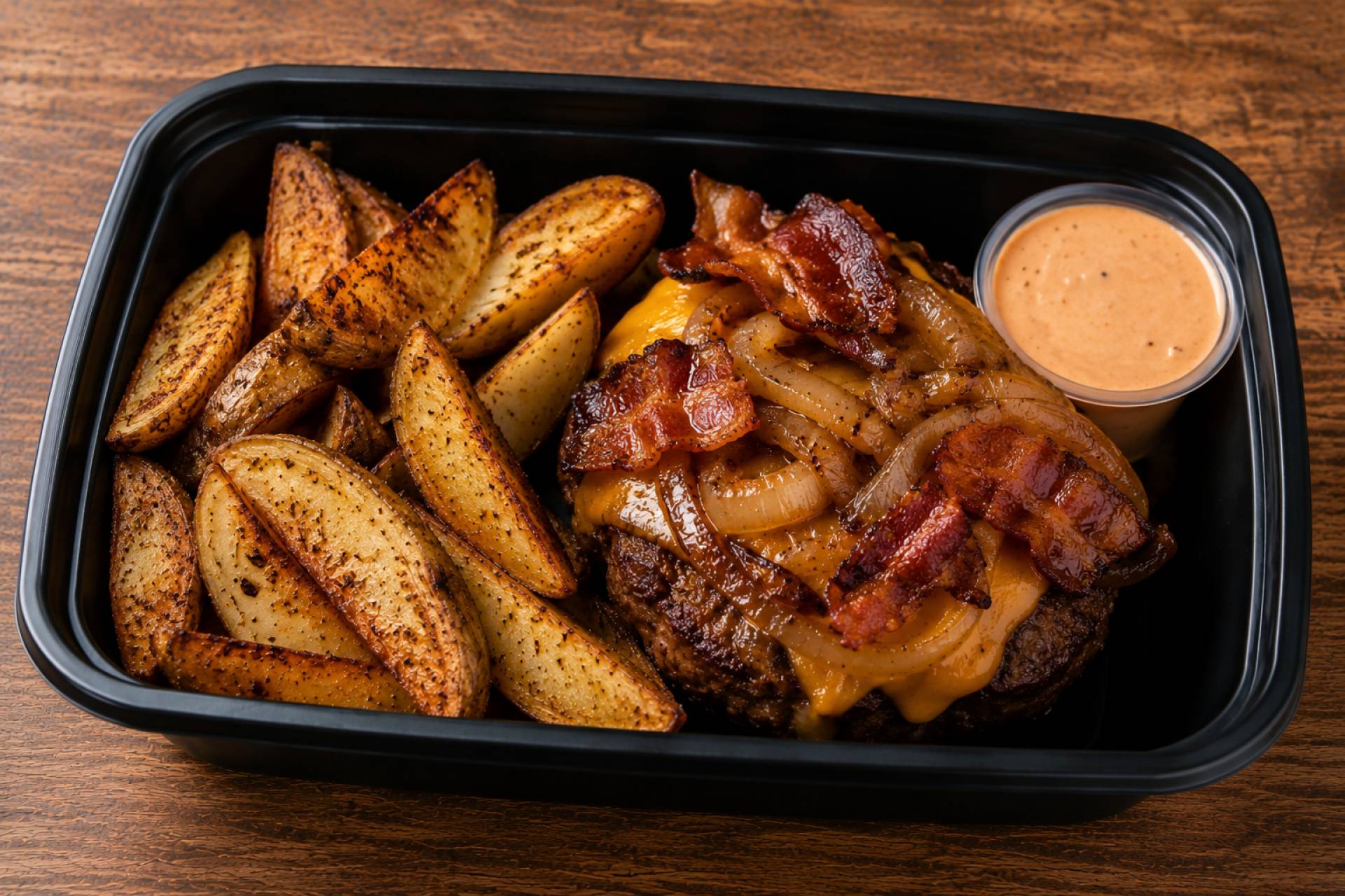 Cowboy Burger + Potato Wedges