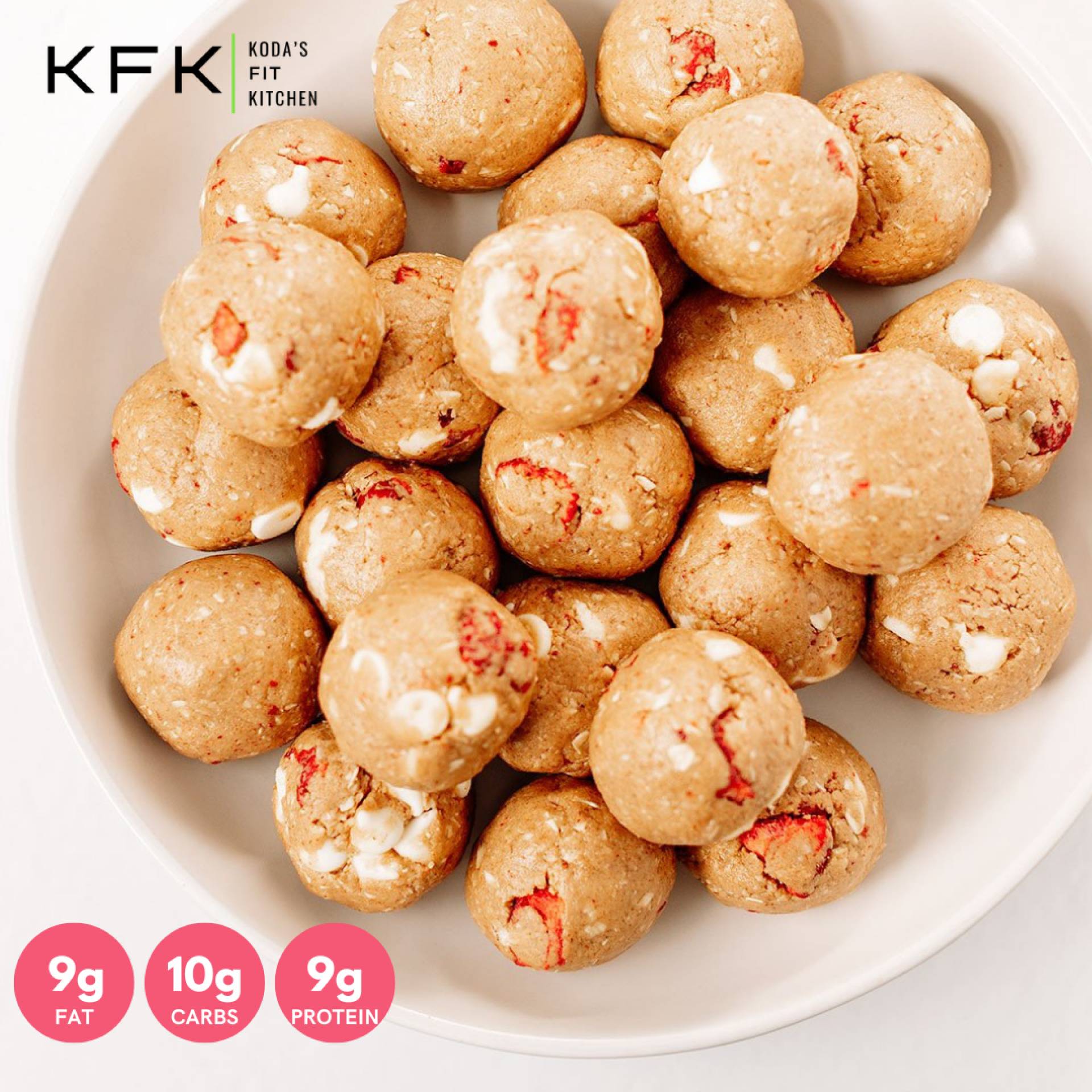 White Chocolate Strawberry Protein Bites